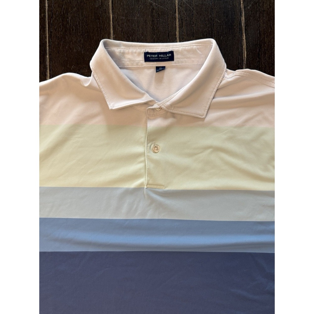 Peter Millar Crown Crafted Mens XL Colorblock Performance Golf Polo Shirt T Logo